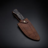 Custom Handmade Damascus Steel Skinner Knife Handle Hardwood With Leather Sheath Top-Quality Skinner Knife for Outdoor Cooking