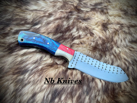 Texas Handle Rasp Steel Bull Cutter Knife with Pakka Wood & Cow Bone