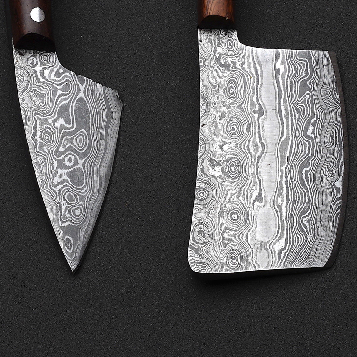 Custom Handmade Damascus Steel 3-Piece Cheese Knife Set with Rosewood Handles & Leather Roll Kit