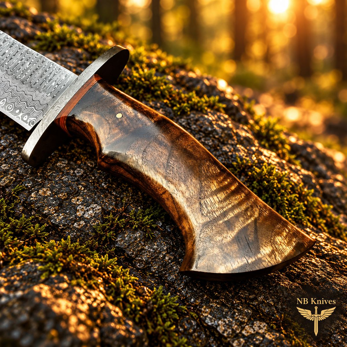 CUSTOM HANDMADE DAMASCUS STEEL BOWIE KNIFE WITH LEATHER SHEATH