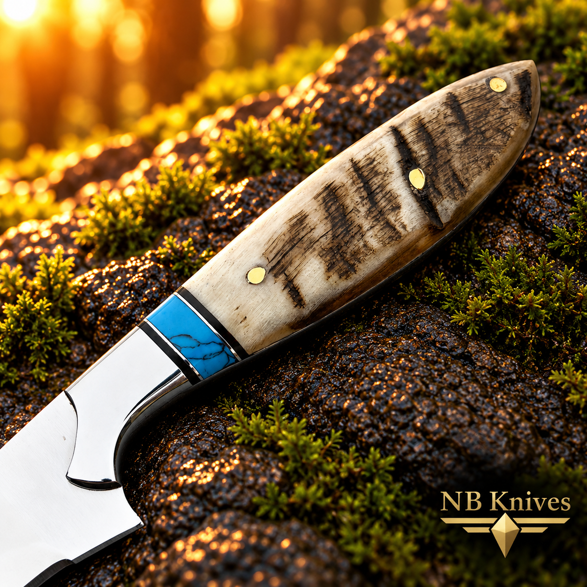 Custom Handmade D2 Steel Fillet Knife with Ram Horn & Resin Handle