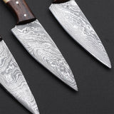 Custom Handmade Damascus Steel 4 Pcs Steak Knives Handle Cow Bone/Wood With Leather Roll Kit High-Quality Steak Knife Set for Perfect Slices
