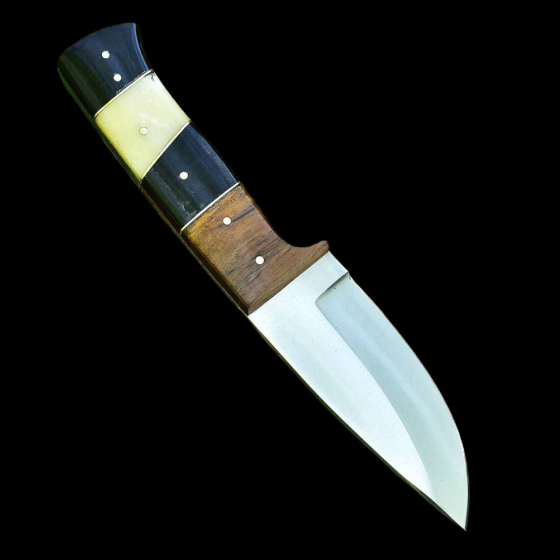 Custom Handmade D2 Steel Skinner Knife with Rosewood, Hardwood or Cowbone Handle & Leather Sheath