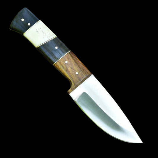 Custom Handmade D2 Steel Skinner Knife with Rosewood, Hardwood or Cowbone Handle & Leather Sheath