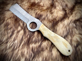 |NB KNIVES| CUSTOM HANDMADE DAMASCUS COWBOY BULL CUTTER KNIFE WITH LEATHER SHEATH