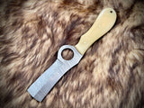|NB KNIVES| CUSTOM HANDMADE DAMASCUS COWBOY BULL CUTTER KNIFE WITH LEATHER SHEATH