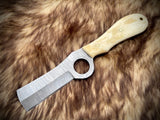 |NB KNIVES| CUSTOM HANDMADE DAMASCUS COWBOY BULL CUTTER KNIFE WITH LEATHER SHEATH