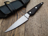Custom Handmade D2 Steel Blade Bushcraft Camping Hunting Knife Handle Wenge Wood & Stainless Steel Bolster With Leather Sheath