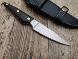 Custom Handmade D2 Steel Blade Bushcraft Camping Hunting Knife Handle Wenge Wood & Stainless Steel Bolster With Leather Sheath