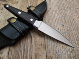 Custom Handmade D2 Steel Blade Bushcraft Camping Hunting Knife Handle Wenge Wood & Stainless Steel Bolster With Leather Sheath