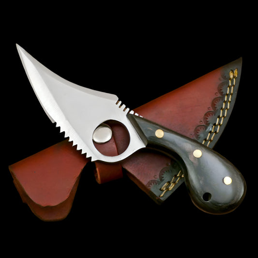 Custom Handmade D2 Steel Skinner Knife – Hardwood Handle, Leather Sheath