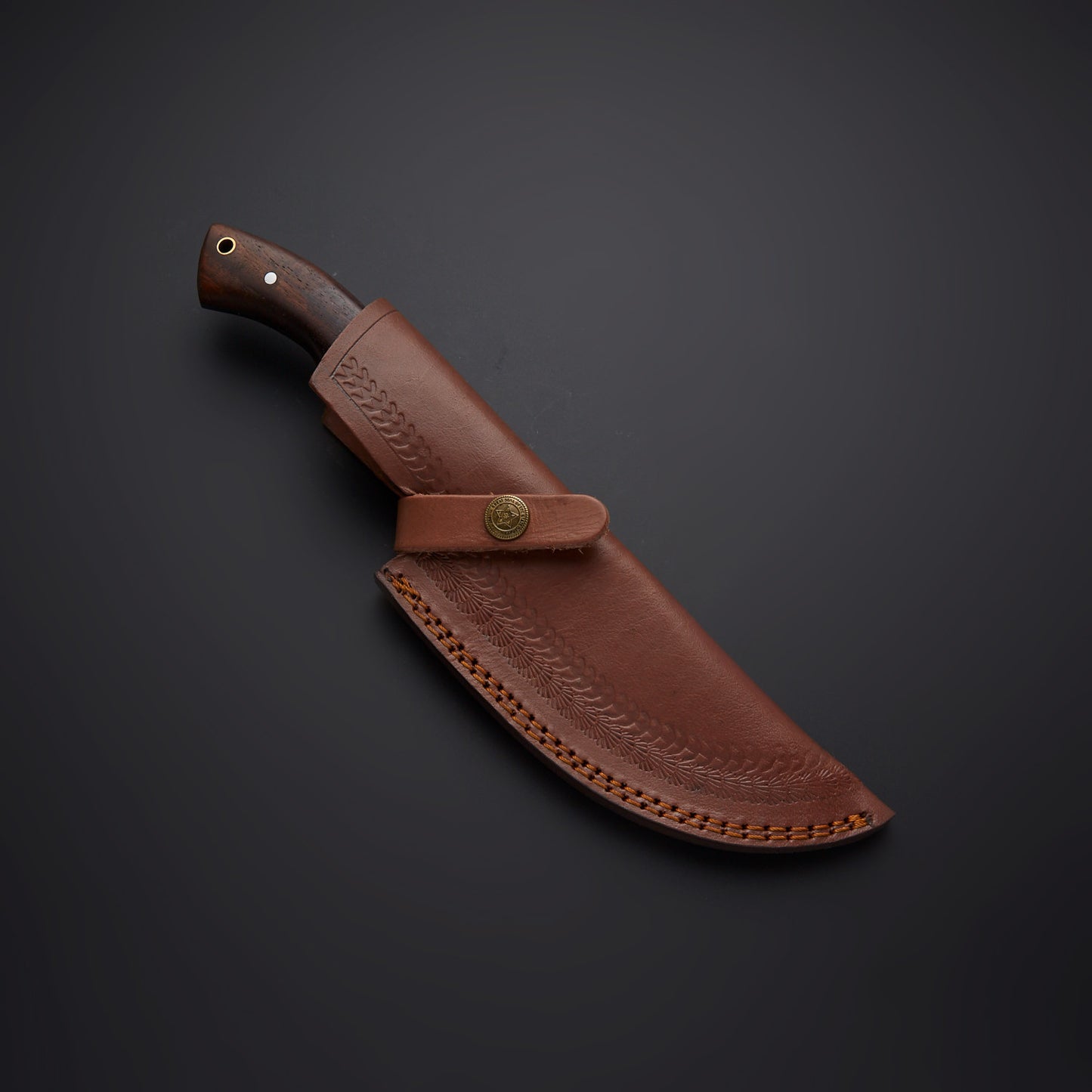 CUSTOM HANDMADE HAMMERD TRACKER KNIFE WITH LEATHER SHEATH