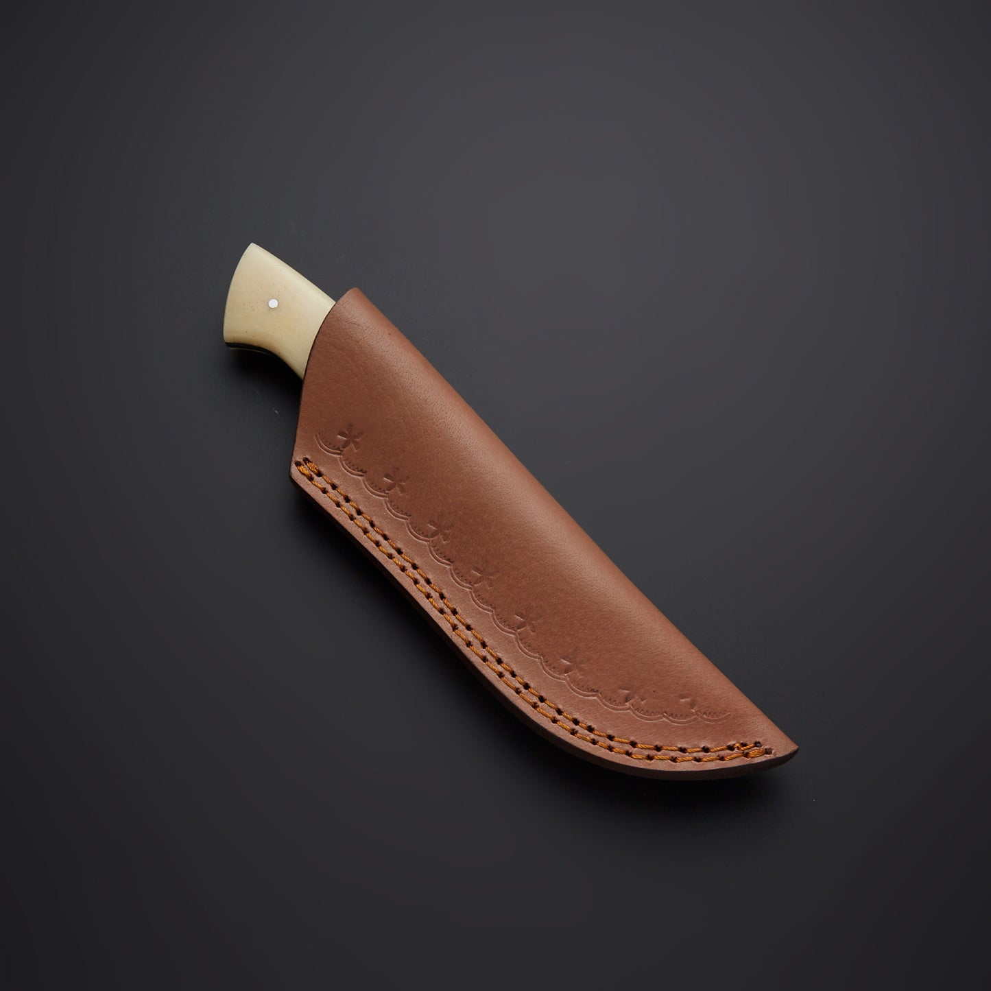CUSTOM HANDMADE DAMASCUS HUNTING KNIFE Handle Materials: Camel Bone + Rose Wood