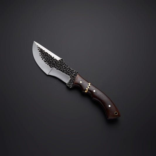 1095 Steel Tracker Knife with Rosewood Handle & Leather Sheath