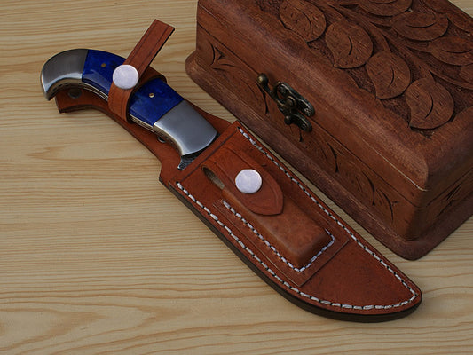 Damascus Hunting Knife Handle Coloured Bone - NB CUTLERY LTD
