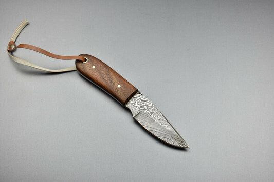CUSTOM HANDMADE DAMASCUS STEEL EDC KNIFE HANDLE WALNUT WOOD