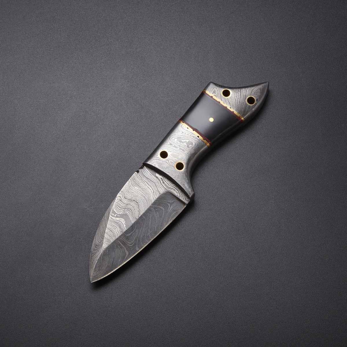 Custom Handmade Damascus Skinner Knife with Micarta Handle & Leather Sheath