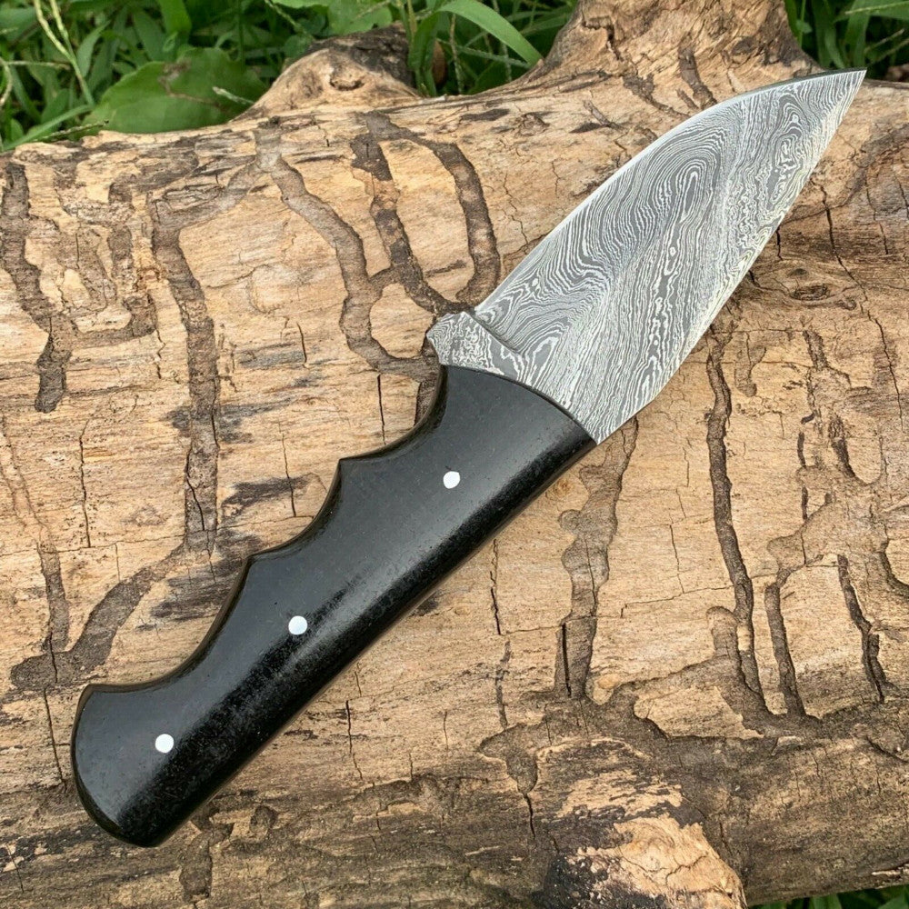 CUSTOM HANDMADE DAMASCUS HUNTING KNIFE HANDLE MICARTA