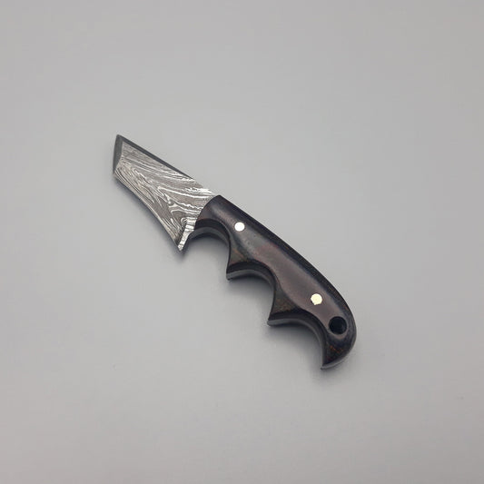 Handmade Damascus Skinner Knife with Micarta Handle & Leather Sheath
