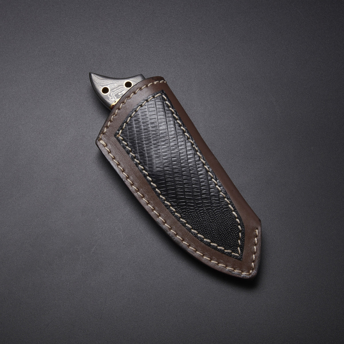 Custom Handmade Damascus Skinner Knife with Micarta Handle & Leather Sheath