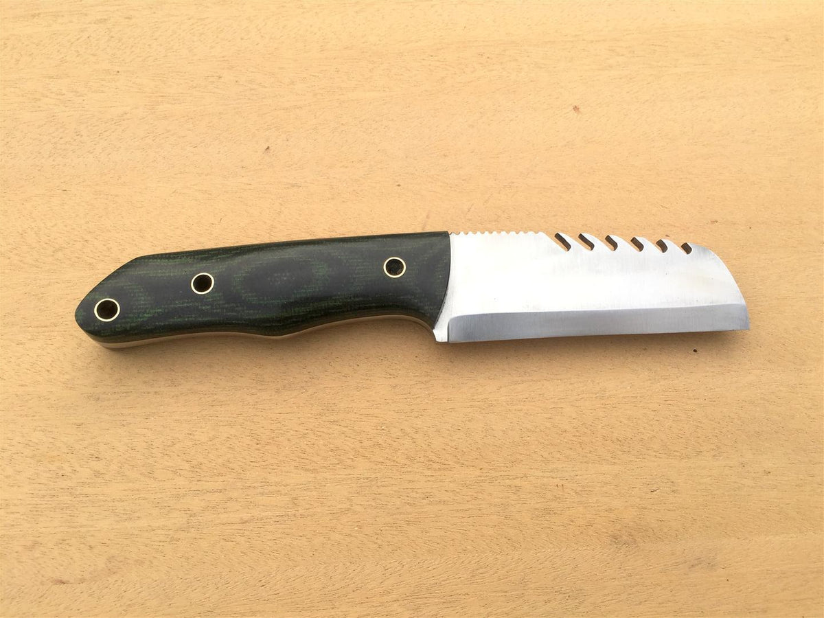 Micarta Handle D2 Steel Bull Cutter Knife with Leather Sheath