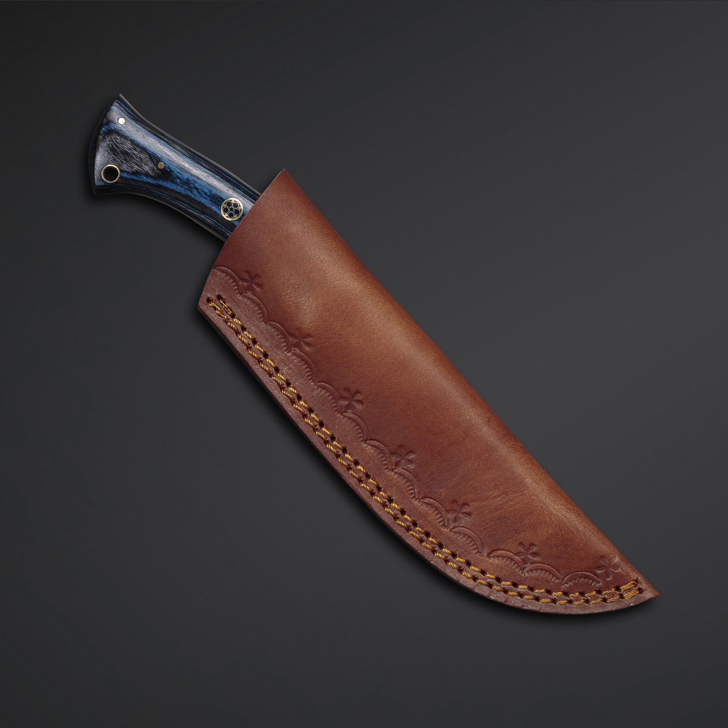 CUSTOM HANDMADE DAMASCUS STEEL HUNTING KNIFE HANDLE HARDWOOD