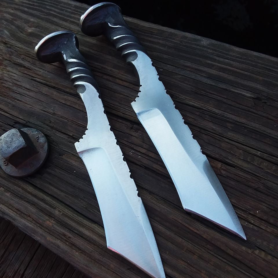 Couple of Hand Forged Rail Road Spike Steel Tonto Blade Knives