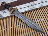 BEAUTIFUL CUSTOM HAND MADE DAMASCUS STEEL HUNTING DAGGER KNIFE - NB CUTLERY LTD