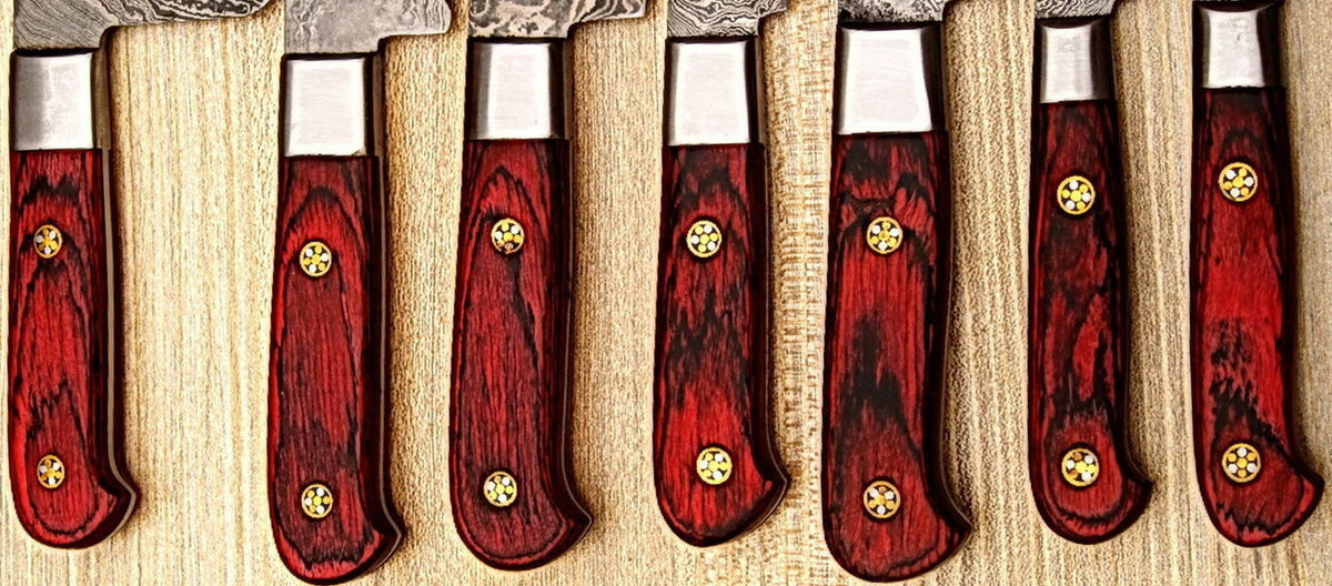 CUSTOM MADE DAMASCUS BLADE 7Pcs. CHEF/KITCHEN KNIVES SET - NB CUTLERY LTD