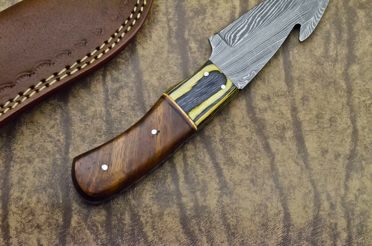 HAND FORGED DAMASCUS STEEL BLADE HUNTING KNIFE - ROSE WOOD