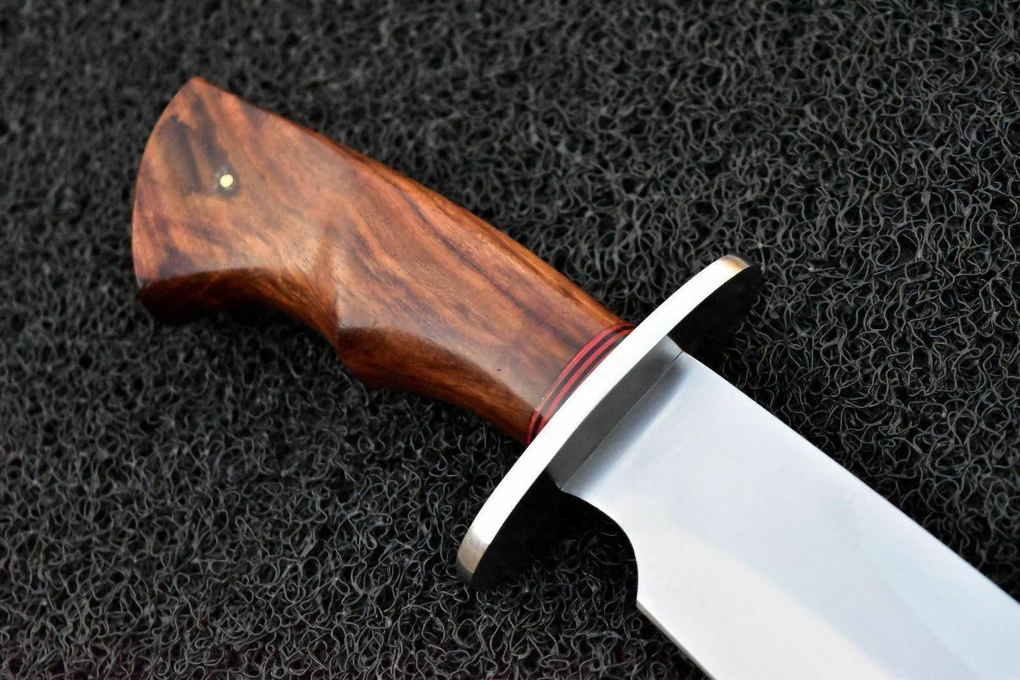 CUSTOM HAND MADE D2 TOOL STEEL BOWIE HUNTING KNIFE - NATURAL WOOD HANDLE