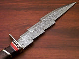 CUSTOM HANDMADE DAMASCUS STEEL KRIS BLADE TRI-DAGGER HUNTING KNIFE WITH SHEATH - NB CUTLERY LTD