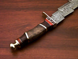 CUSTOM HANDMADE DAMASCUS STEEL KRIS BLADE TRI-DAGGER HUNTING KNIFE WITH SHEATH - NB CUTLERY LTD