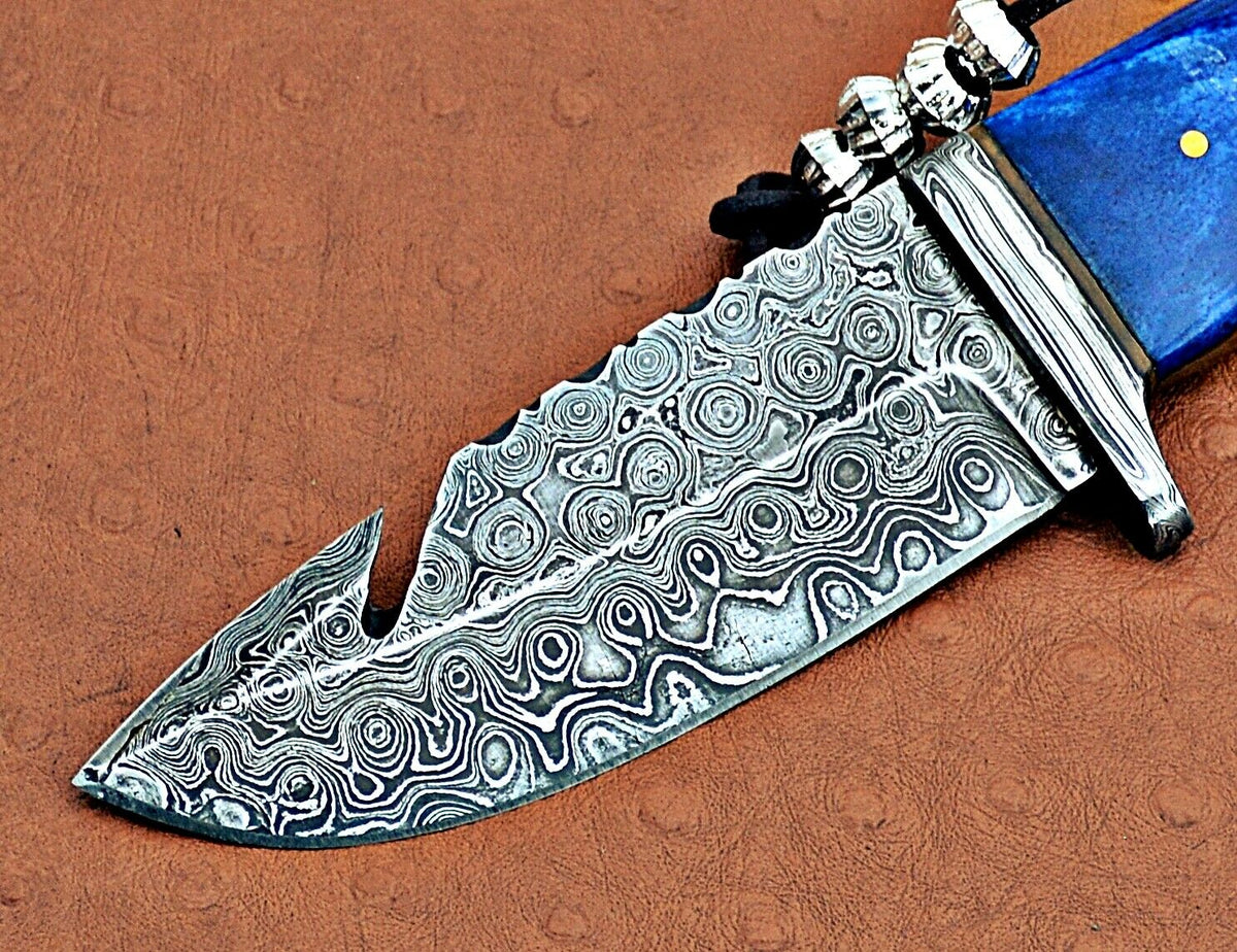 Custom Handmade Damascus Steel Hunting Knife Gut Hook - NB CUTLERY LTD