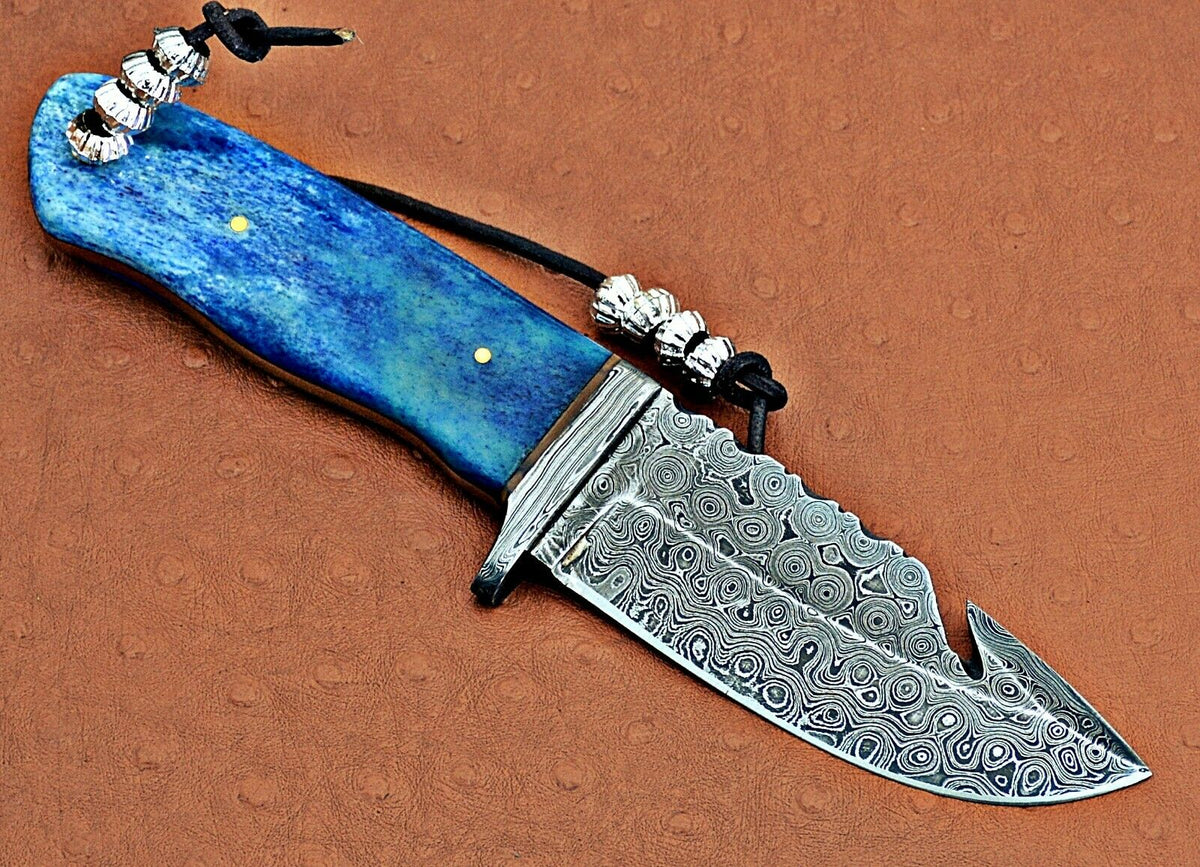 Custom Handmade Damascus Steel Hunting Knife Gut Hook - NB CUTLERY LTD