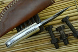 Damascus Steel Gut Hook Hunting Knife Handmade,Camel Bone Handle