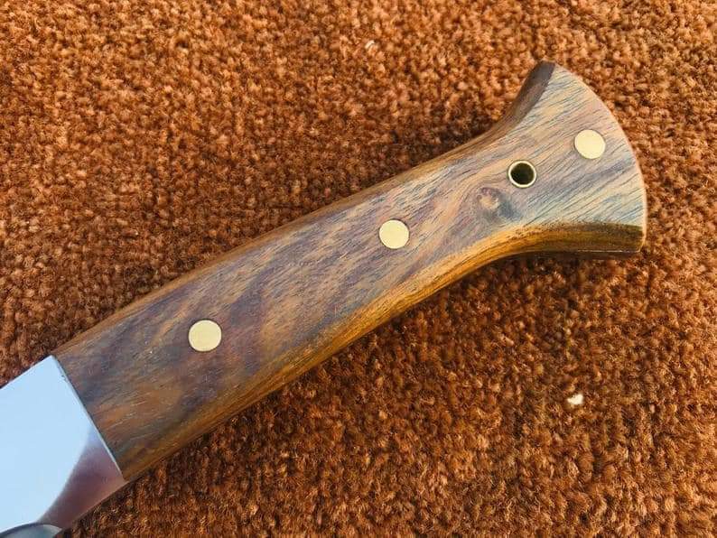 CUSTOM HANDMADE D2 STEEL KUKRI KNIFE WITH LEATHER SHEATH