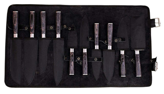 Professional Kitchen Knives Custom Made Damascus Steel Round Wood Handle - NB CUTLERY LTD