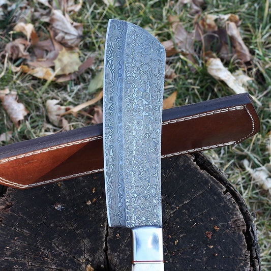Damascus hand made knife Handle Stag Horn Brass Bolsters - NB CUTLERY LTD