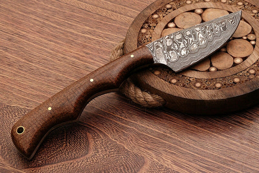 Handmade Damascus Steel Hunting Knife " Rose Wood Handle