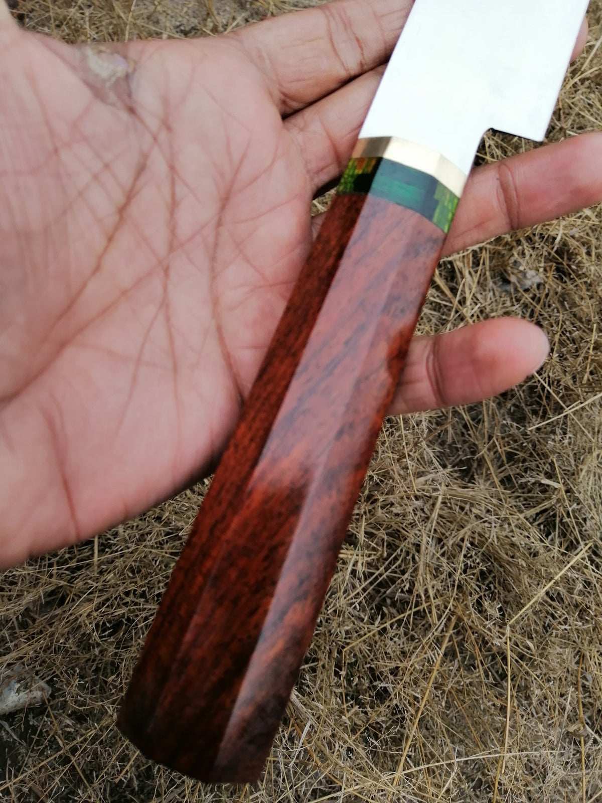 CUSTOM HANDMADE D2 STEEL CHEF KNIFE WITH LEATHER SHEATH
