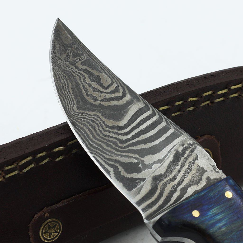 Custom Made Damascus Hunting Knife Handle Olive Wood, Rosewood - NB CUTLERY LTD