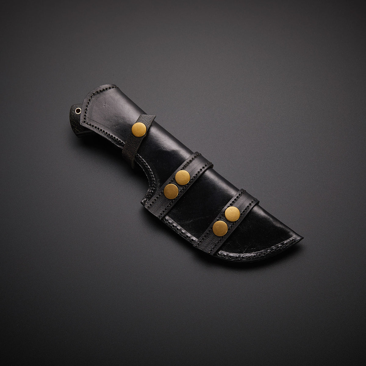 Handcrafted Damascus Tracker Knife with Black Micarta Handle & Leather Sheath