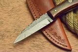 CUSTOM HAND MADE DAMASCUS ART HUNTING KNIFE HARD WOOD - NB CUTLERY LTD