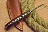 CUSTOM HAND MADE DAMASCUS ART HUNTING KNIFE HARD WOOD - NB CUTLERY LTD