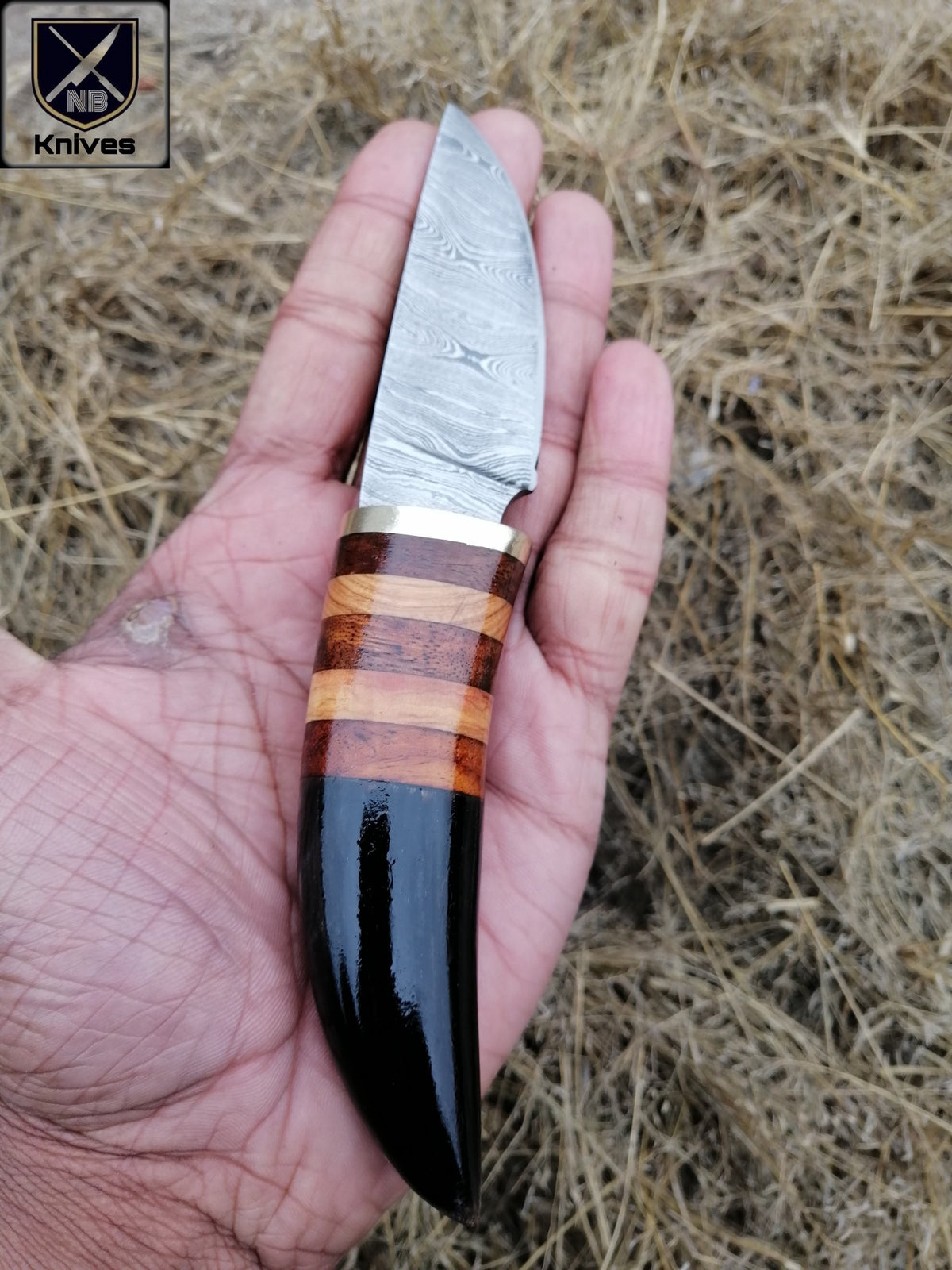 CUSTOM HANDMADE DAMASCUS HUNTING KNIFE WITH LEATHER SHEATH