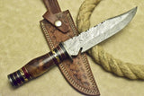CUSTOM HAND MADE DAMASCUS HUNTING BOWIE KNIFE WALNUT WOOD - NB CUTLERY LTD
