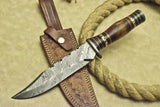 CUSTOM HAND MADE DAMASCUS HUNTING BOWIE KNIFE WALNUT WOOD - NB CUTLERY LTD