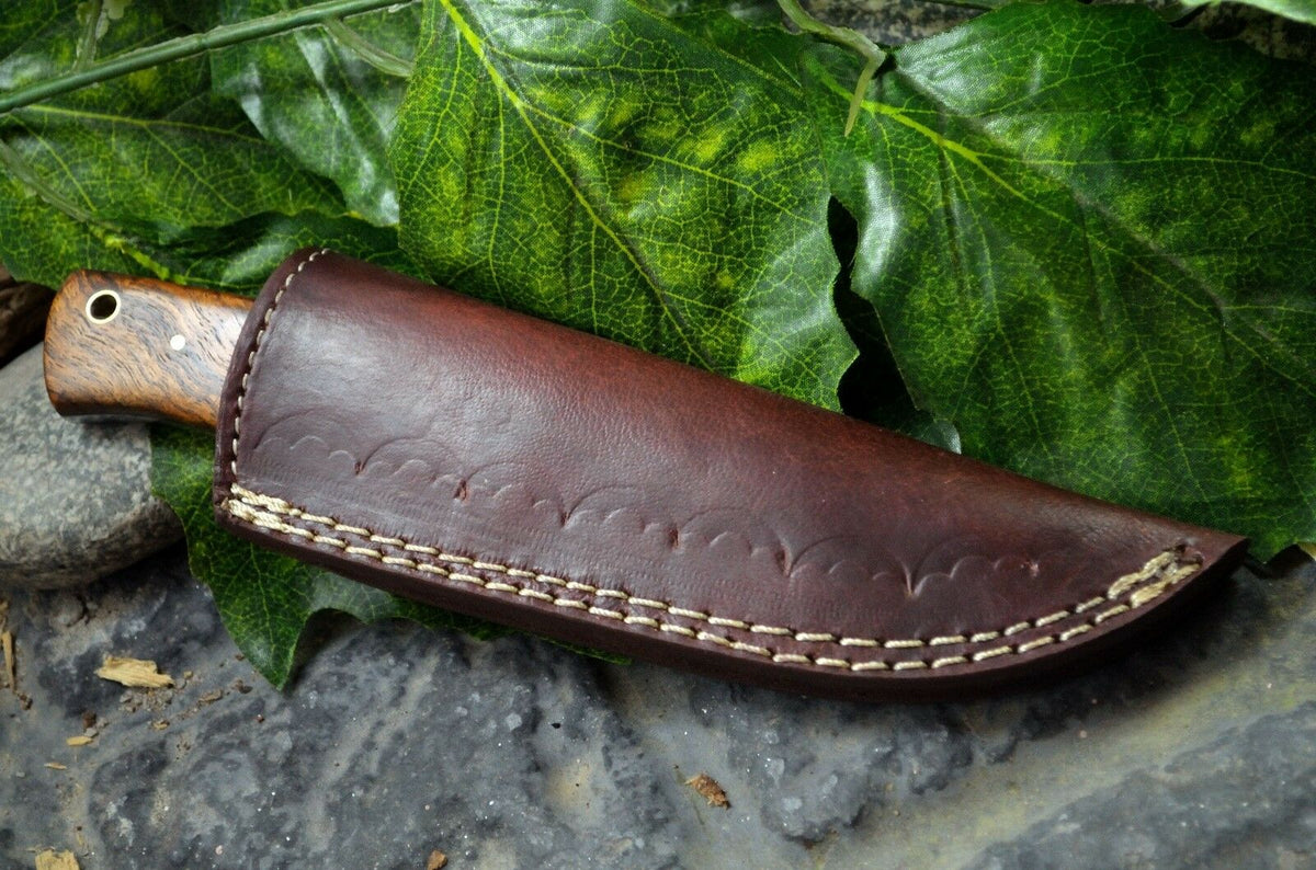 Custom Made Hand Forged Damascus Hunting Knife Handle HARD WOOD & BUFFALO HORN WITH FIBER BRASS SPACER