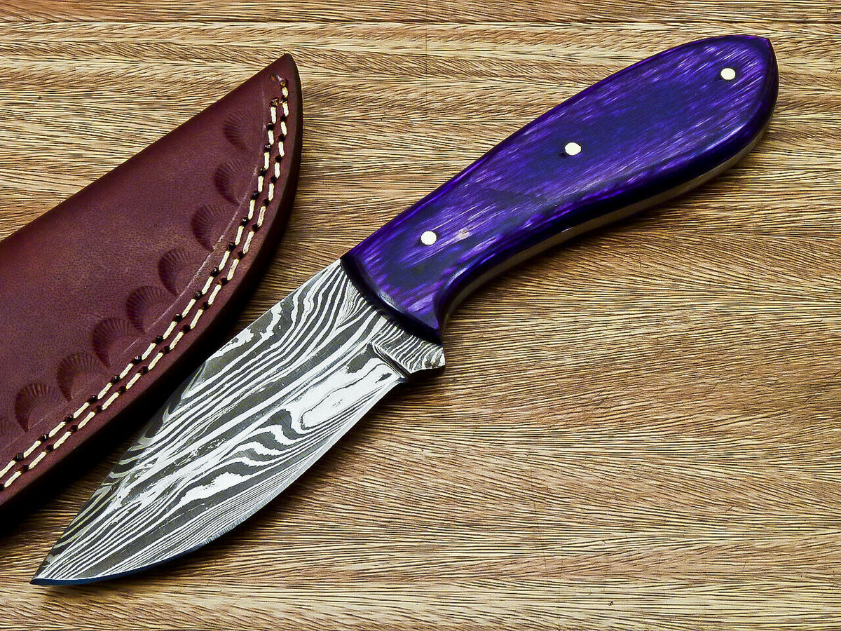 CUSTOM HAND FORGED DAMASCUS STEEL BLADE HUNTING KNIFE "HARD WOOD